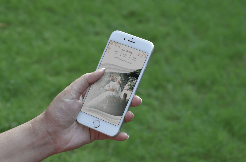 a guest gets a digital invitation design that matches the wedding theme